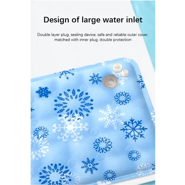 Blue snowflake cooling mat, large water inlet with double-layer plug