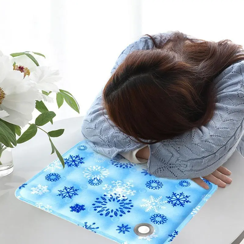 Blue snowflake cooling mat for desktop head/neck cooling